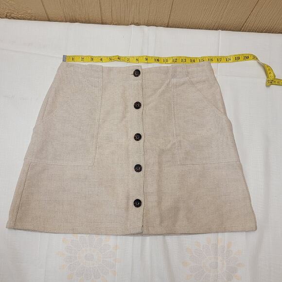 Banana Republic Midi Skirt sz 10 Beige Button Down Front INSIDE STAINING - Picture 1 of 11